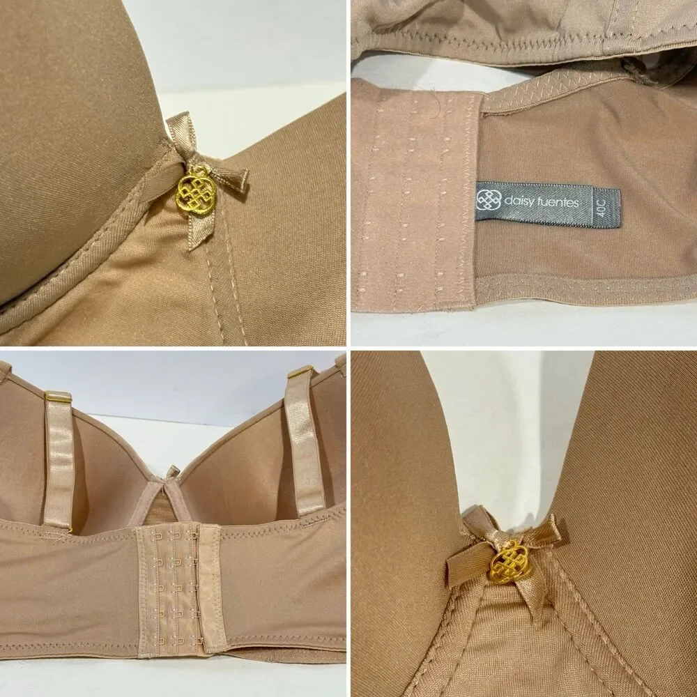 Daisy Fuentes 40C Nude Daisy Fuentes Long Waist Bra Padded Underwire Bra NWOT